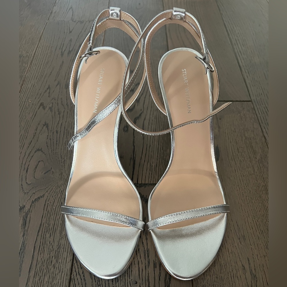 Stuart Weitzman Silver Heels Minimalist Design